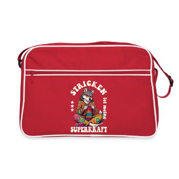 Stricken Strickerin Stricker - Retro Tasche - Rot/Weiß - Vorne