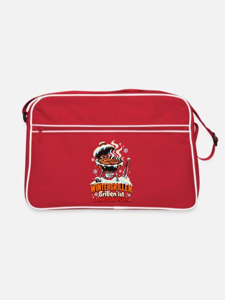 Wintergrillen Keine Jahreszeit - Retro Tasche - Rot/Weiß