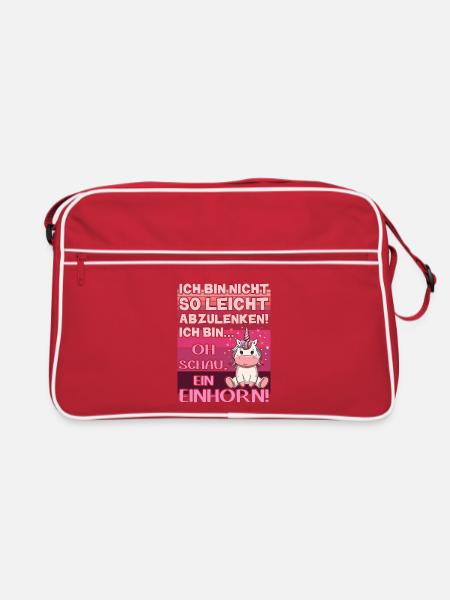 Für große Einhorn-Fans. Einhornliebhaber - Retro Tasche - Rot/Weiß - Vorne