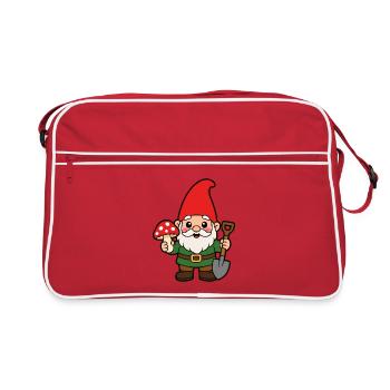 Héros nain de jardin avec champignon - Sac Retro - rouge/blanc - Devant
