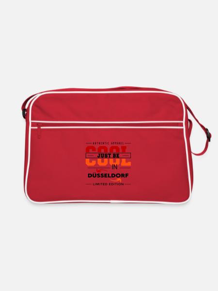 Düsseldorf Meine Stadt Cool I Love Reise Tour - Retro Tasche - Rot/Weiß - Vorne