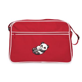 Maman panda se blottit contre son doux petit - Sac Retro - rouge/blanc - Devant