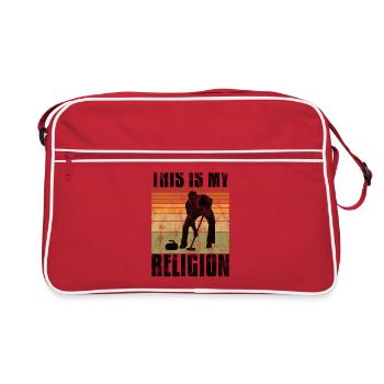 Curling is my religion Curler Eisstockschießen - Retro Bag - red/white - Front