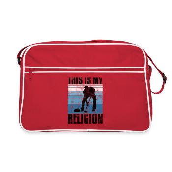 Curling is my religion Curler Eisstockschießen - Retro Bag - red/white - Front