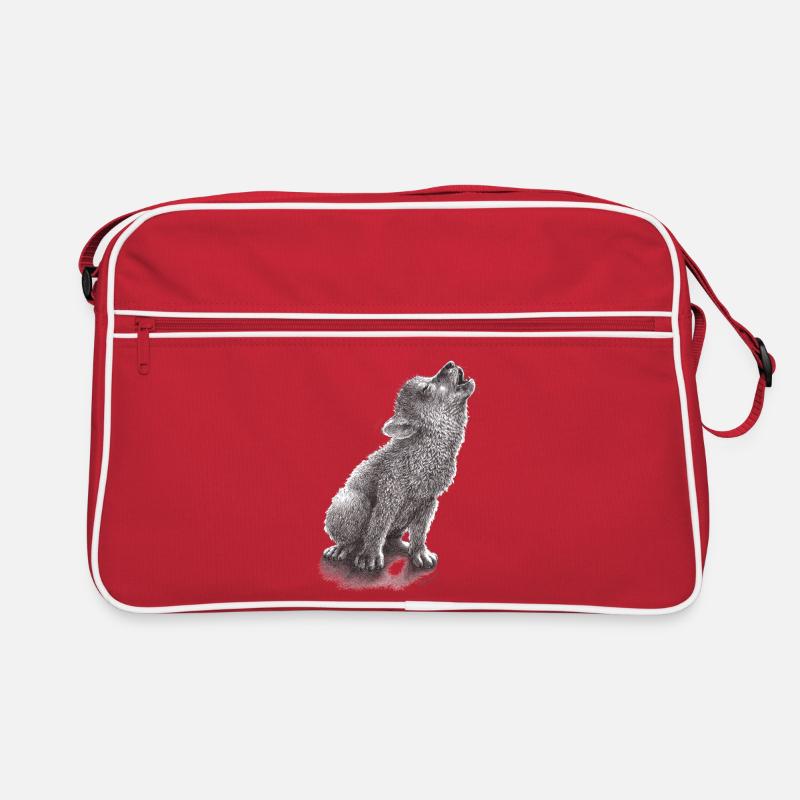 Young howling wolf - Retro Bag - red/white
