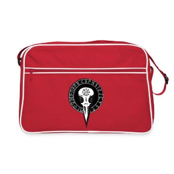 Raven skull with big run circle - Retro Bag - red/white - Front