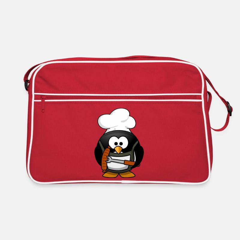 Cuisson du pingouin avec des saucisses grillées Sac Retro