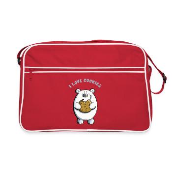 J'aime les cookies Polar Bear - Biscuits - Drôle - Cadeau - Sac Retro - rouge/blanc - Devant