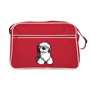 Bobtail Chien- Old English Sheepdog - Sac Retro - rouge/blanc - Devant