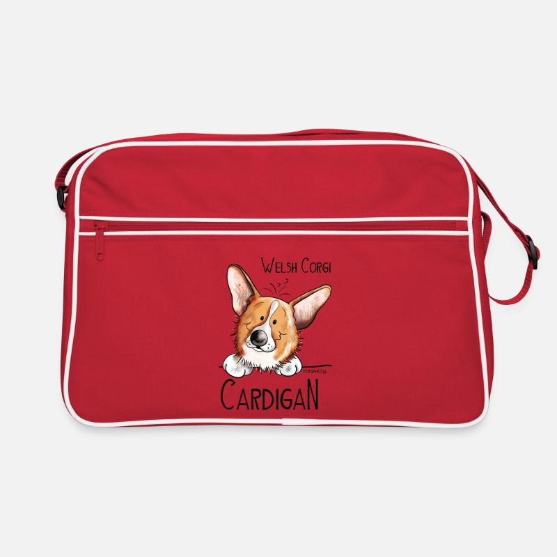 Welsh Corgi Cardigan - Retro Tasche - Rot/Weiß