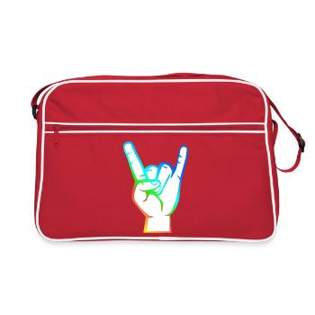 Main avec le symbole Rock-Metal-Satan coloré - Sac Retro - rouge/blanc - Devant