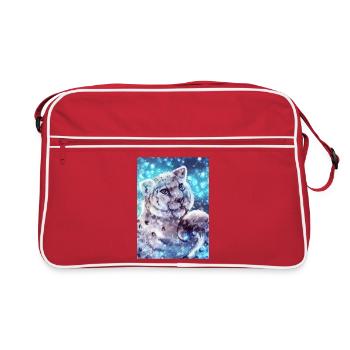 The Snow Leopardess - Retro Bag - red/white - Front