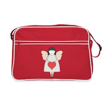 Petit ange tenant un cœur - Sac Retro - rouge/blanc - Devant