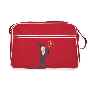 Magician conjures up pizza – Fantasy RPG Design - Retro Bag - red/white - Front