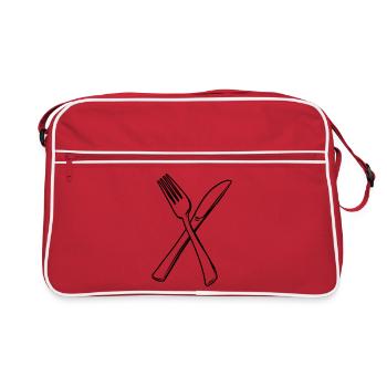 Couteau et fourchette transparents - Sac Retro - rouge/blanc - Devant