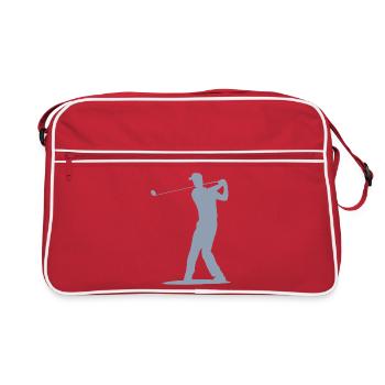 Golfer Abschlag Silhouette - Herren Design - Retro Tasche - Rot/Weiß - Vorne