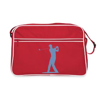 Golfer Abschlag Silhouette - Herren Design - Retro Tasche - Rot/Weiß - Vorne