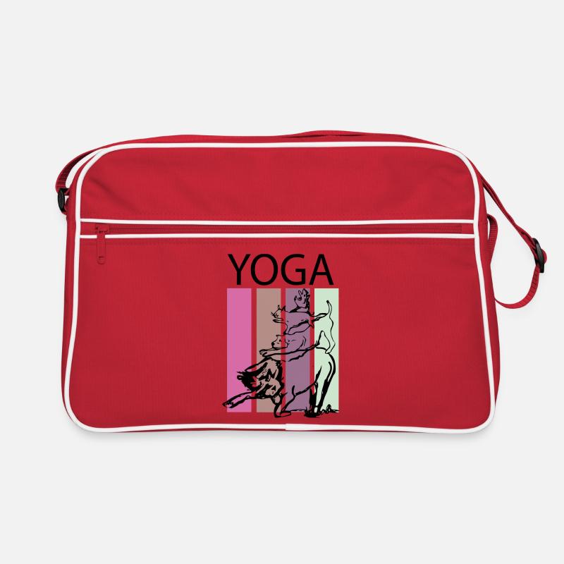 Yoga mit Tieren bunt - Retro Tasche - Rot/Weiß