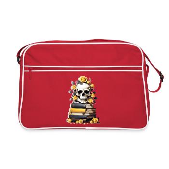 Stack of books with skull - Retro Bag - red/white - Front