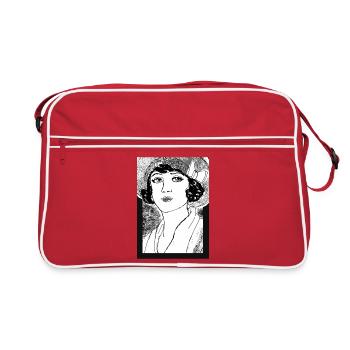 Lady Noir Portrait (Schwarz & Weiß) - Retro Tasche - Rot/Weiß - Vorne