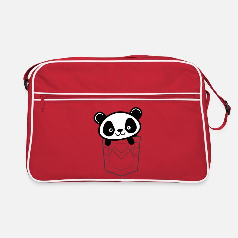 Panda Peeking From Pocket Retro Bag