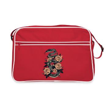 Serpent and Rose Dark Art Design - Retro Bag - red/white - Front