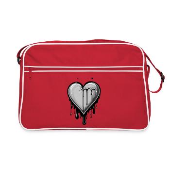 Coeur de Graffiti en fusion avec des gouttes - Sac Retro - rouge/blanc - Devant