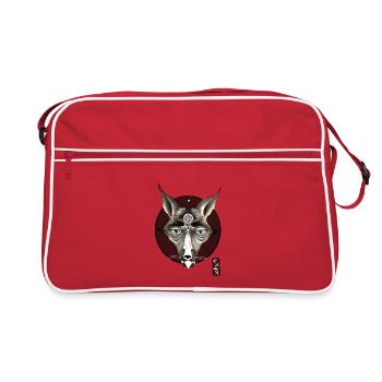 Mystischer Kojote - Retro Tasche - Rot/Weiß - Vorne