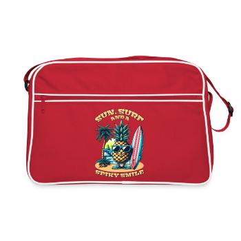 Surfing Pineapple: Sun, Surf, and a Spiky Smile! - Retro Bag - red/white - Front