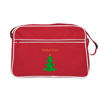Weihnachtsbaum Frohes Fest - Retro Tasche - Rot/Weiß - Vorne