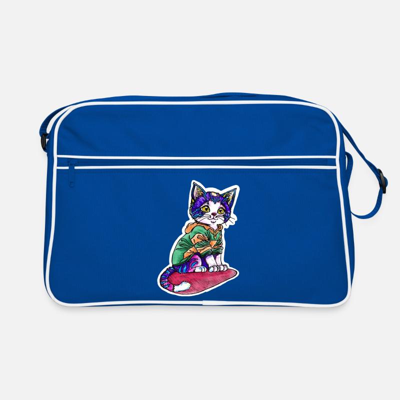 Katze im grünen Pulli Retro Tasche