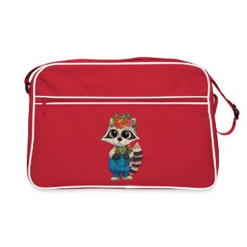 Couronne de fleurs raton laveur - Sac Retro - rouge/blanc - Devant