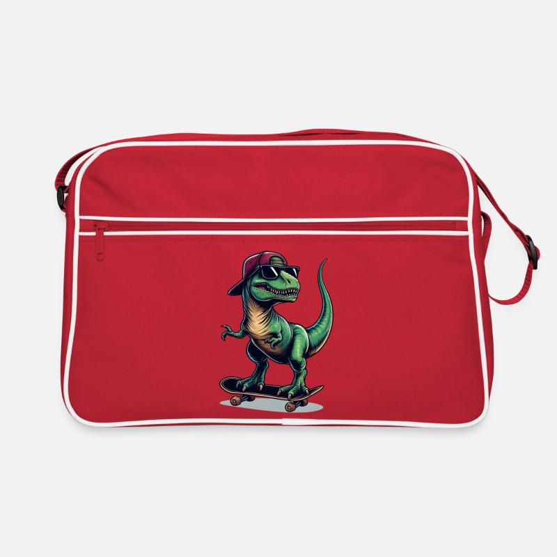 SSW35 Dino sur planche à roulettes - Sac Retro - rouge/blanc
