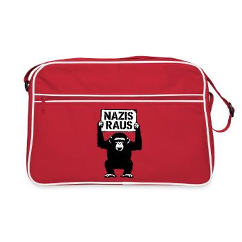 Grimmiger Affe ist gegen Rassismus - Retro Tasche - Rot/Weiß - Vorne