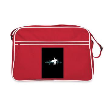 Silhouette de surfeur avec disposition des ondes sonores - Sac Retro - rouge/blanc - Devant