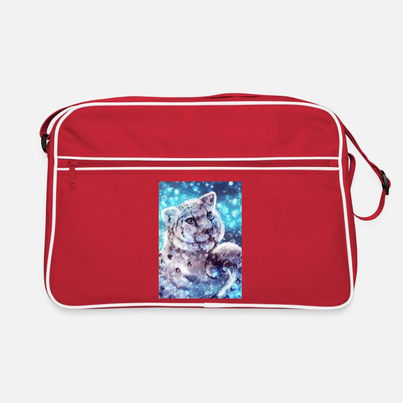 Schneeleopard Poster Retro Tasche