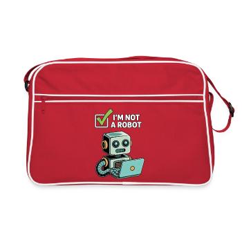 Humour Captcha : Je ne suis pas un robot - Sac Retro - rouge/blanc - Devant