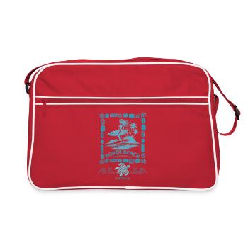 Bondi Beach Türkisfarbene Palmeninsel - Retro Tasche - Rot/Weiß - Vorne