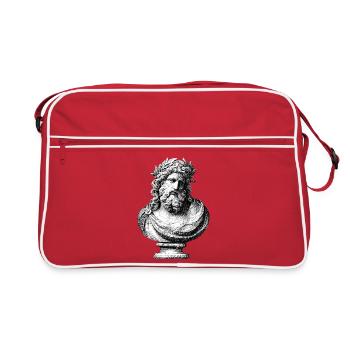 Ancient Bust of Zeus – Classic Engraving - Retro Bag - red/white - Front