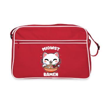 Chat kawaii ramen en bol - Sac Retro - rouge/blanc - Devant