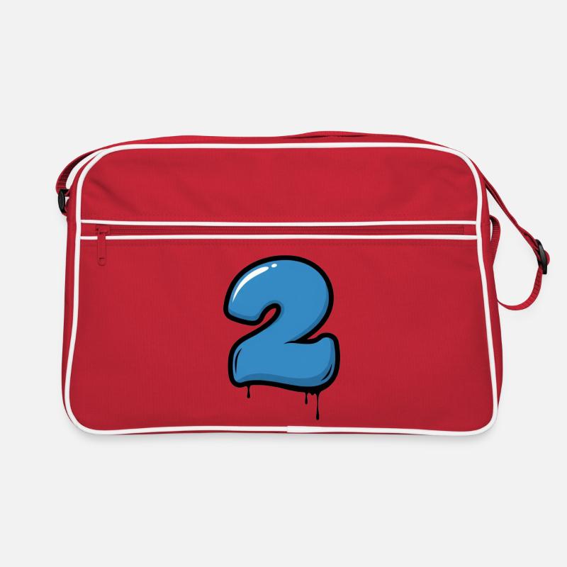 Graffiti Blue Number 2 Drops - Retro Bag - red/white