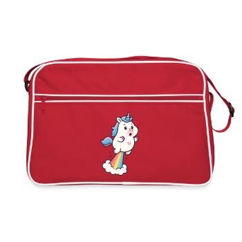 Licorne magique – Humour mignon et arc-en-ciel - Sac Retro - rouge/blanc - Devant