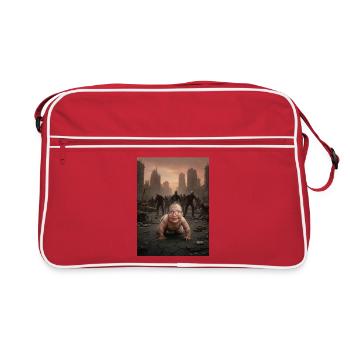 Baby in zombie city forest - Retro Bag - red/white - Front