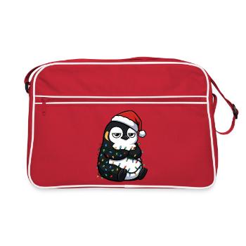 Mürrischer Pinguin Weihnachten Clumsy Santa Verhed - Retro Tasche - Rot/Weiß - Vorne
