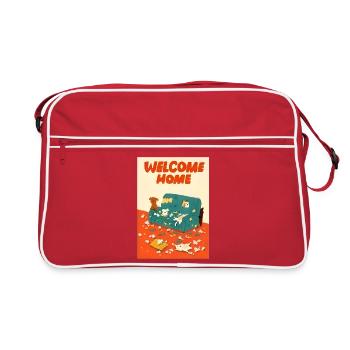 Illustration de chiens coquins mignons - Sac Retro - rouge/blanc - Devant