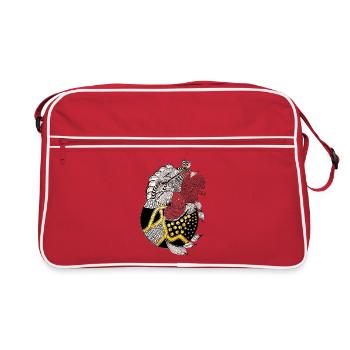 Fish pattern with gold accent - Retro Bag - red/white - Front