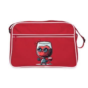 Weinheld mit Sonnenbrille - Retro Tasche - Rot/Weiß - Vorne