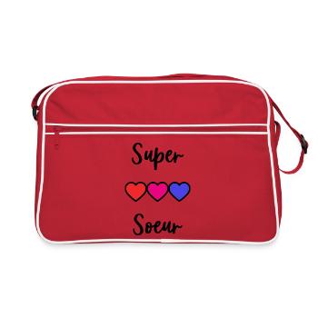 SOEUR. SUPER SOEUR. MEILLEURE GRANDE SOEUR. SŒUR.  - Sac Retro - rouge/blanc - Devant