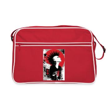 Punk Woman Rebellious Spirit Kanji - Retro Bag - red/white - Front