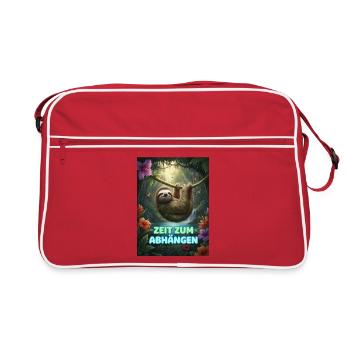Time to hang out sloth neon - Retro Bag - red/white - Front